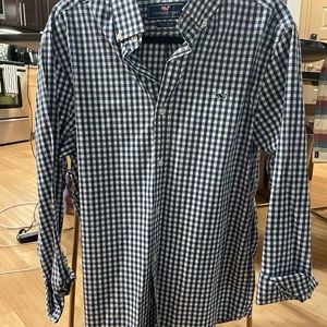 Vineyard Vines Navy Gingham Whale Shirt